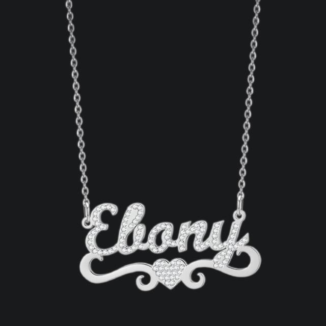 Custom Name Necklaces Women With Heart Personalized Nameplate Gold Tone Stainless Steel Blingbling Pendant Necklaces Jewelry Giveaway GiftTrendy