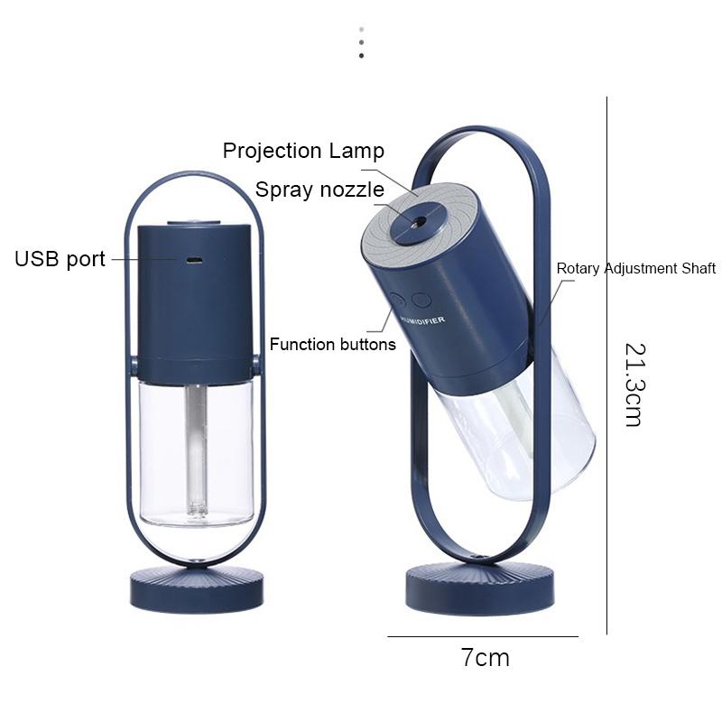 Lightweight Mini Tabletop Air Humidifier 200ml Oil Diffuser 500mah Led Color Projection Night Light Rechargeable Water Sprayer