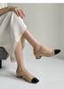 Luxuriöse Handgefertigte Damen-Flats aus Echtem Lammleder - Farbblock-Design mit Quadratischer Spitze und Mittlerem Klobigen Absatz