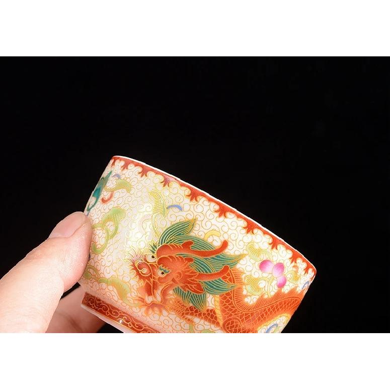 1pcs Ceramic Golden Dragon and Phoenix Master Cup Cloisonn É Large Tea Cup Kung Fu Tea Set  150ml