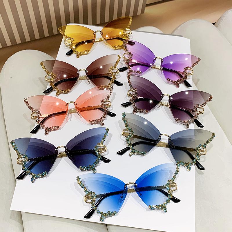 Protective Glasses New Y2K Style Women Fashion Sunglasses Oversize Butterfly Shape Diamond Edge Design Sun Glasses Party Glasses