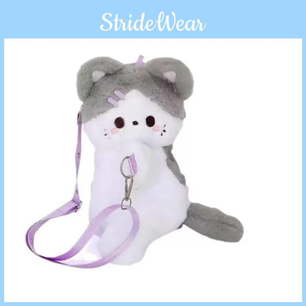 Cat Cartoon Rabbit Plush Bag Girls Cute Soft Polyester Crossbody Purse Small
