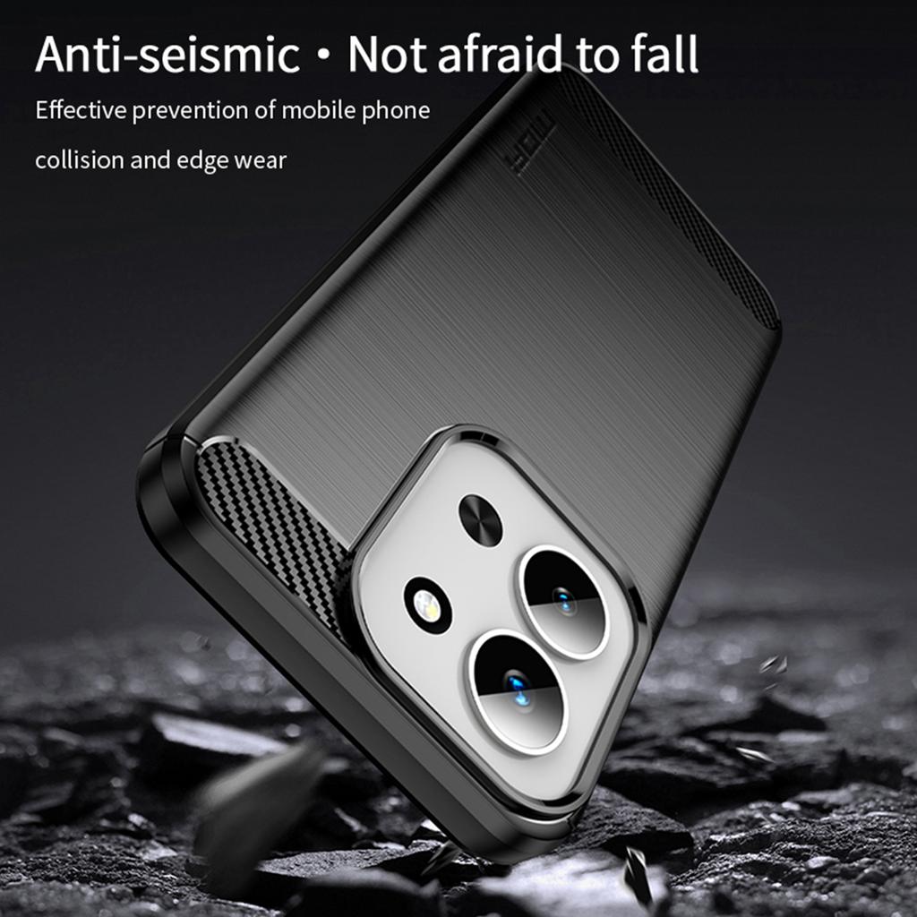 Pro Xiaomi Redmi 15C 4G (Globální) (171 mm) Zadní kryt MOFI Kartáčovaná textura Uhlíkové vlákno Měkké TPU pouzdro