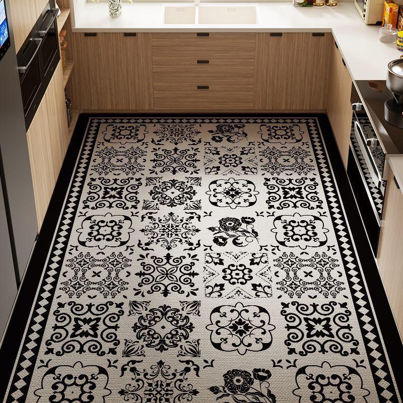 Pvc Scrubbable Leave-In Kitchen Floor Mat Non-Slip, Oil-Proof And Waterproof Household Floor Mat Foyer Entry Anti-Dirty Leather Carpet
