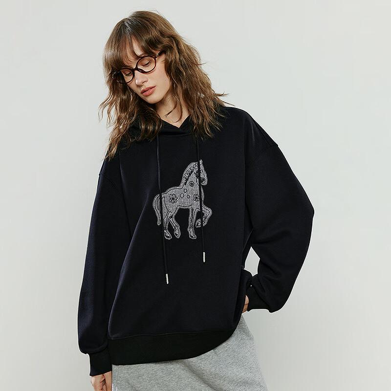 Chuyu Women's Graphene Thermal Horse Patch Embroidery Hoodie