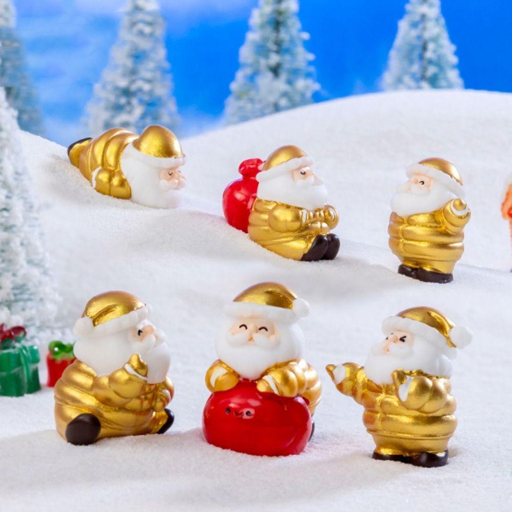 Resin Miniature Santa Claus Accessories Cartoon Santa Statue Creative Christmas Figurines  Festival