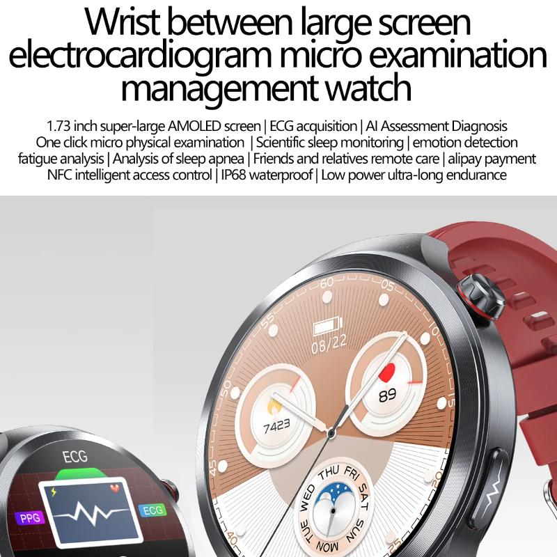 2025 Nové chytré hodinky EKG pro muže 1,73" AMOLED displej Detekce emocí Monitorování únavy Hodinky NFC Kontrola přístupu Chytré hodinky