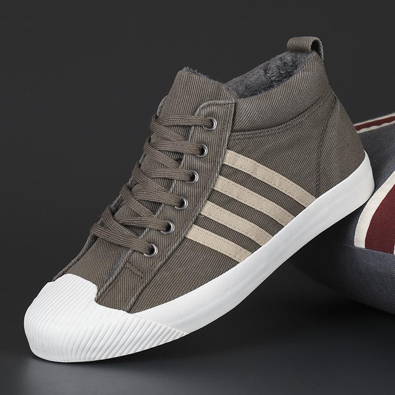 Atmungsaktive Herren High Top Canvas Stiefel Herbst 2024 Basic Casual Schuhe Jugend Trend Mid-Top Designer Schuhe Plüsch Canvas Schuhe
