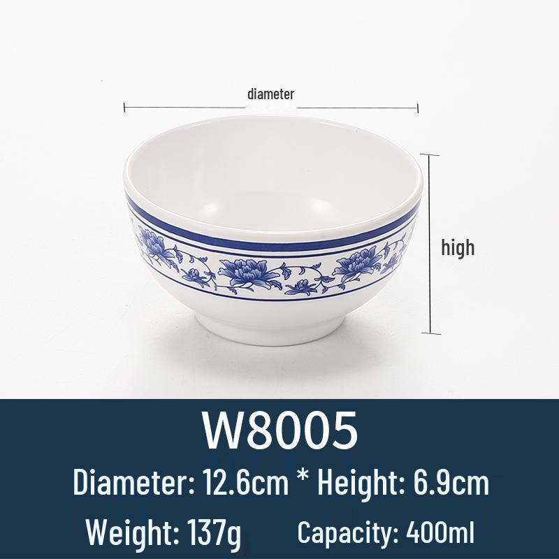 Melamine Blue & White Porcelain-Style Small Bowl for Seasoning, Rice, Porridge, Soup - Ideal for Hotels & Restaurants