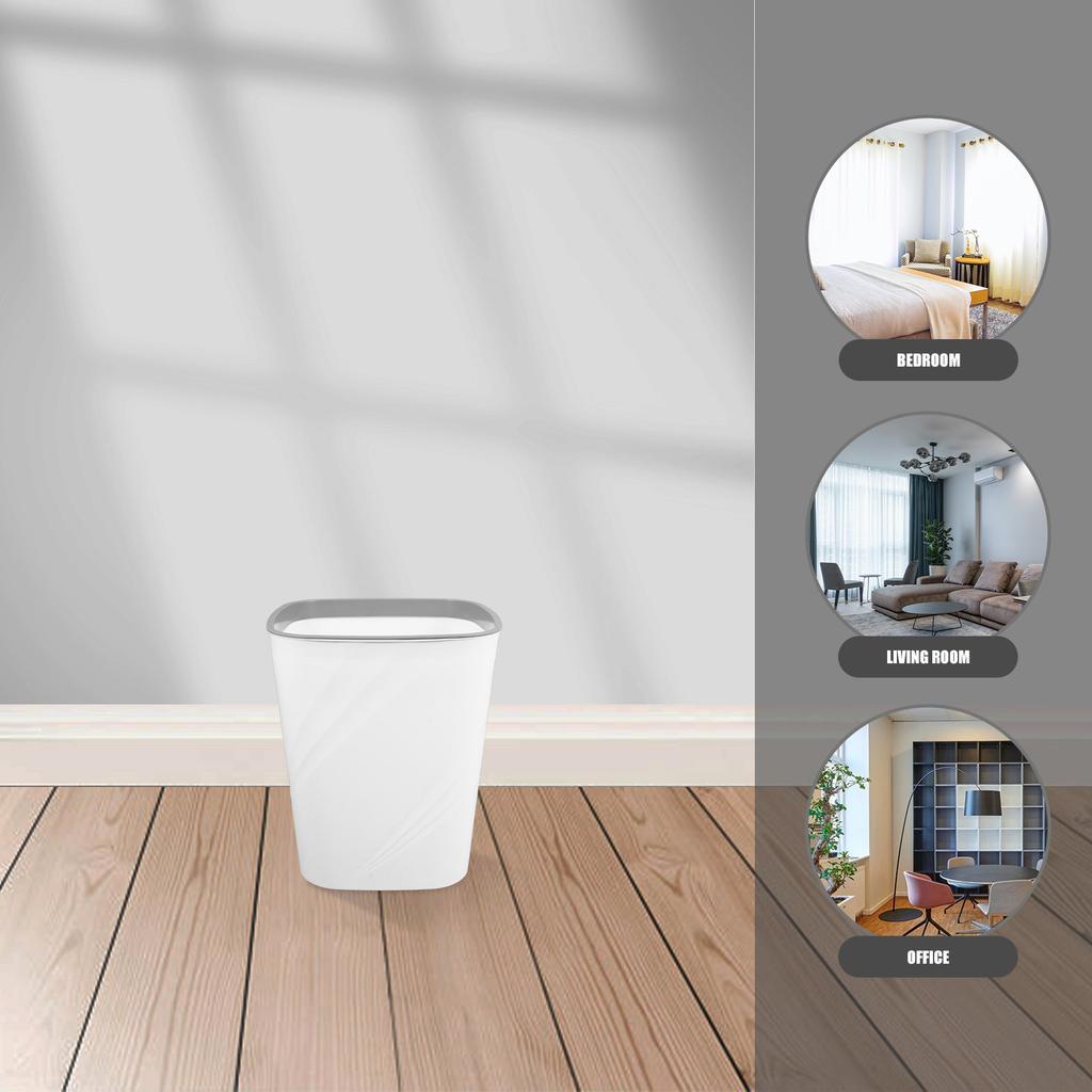 Large Capacity Trash Plastic Rectangular Garbage Bin Open Top Press Ring for Office Kitchen Bathroom Home Use
