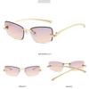 Rimless Cat Eye Sunglasses Women Fashion Trendy Eyewear