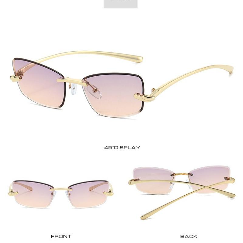 Rimless Cat Eye Sunglasses Women Fashion Trendy Eyewear