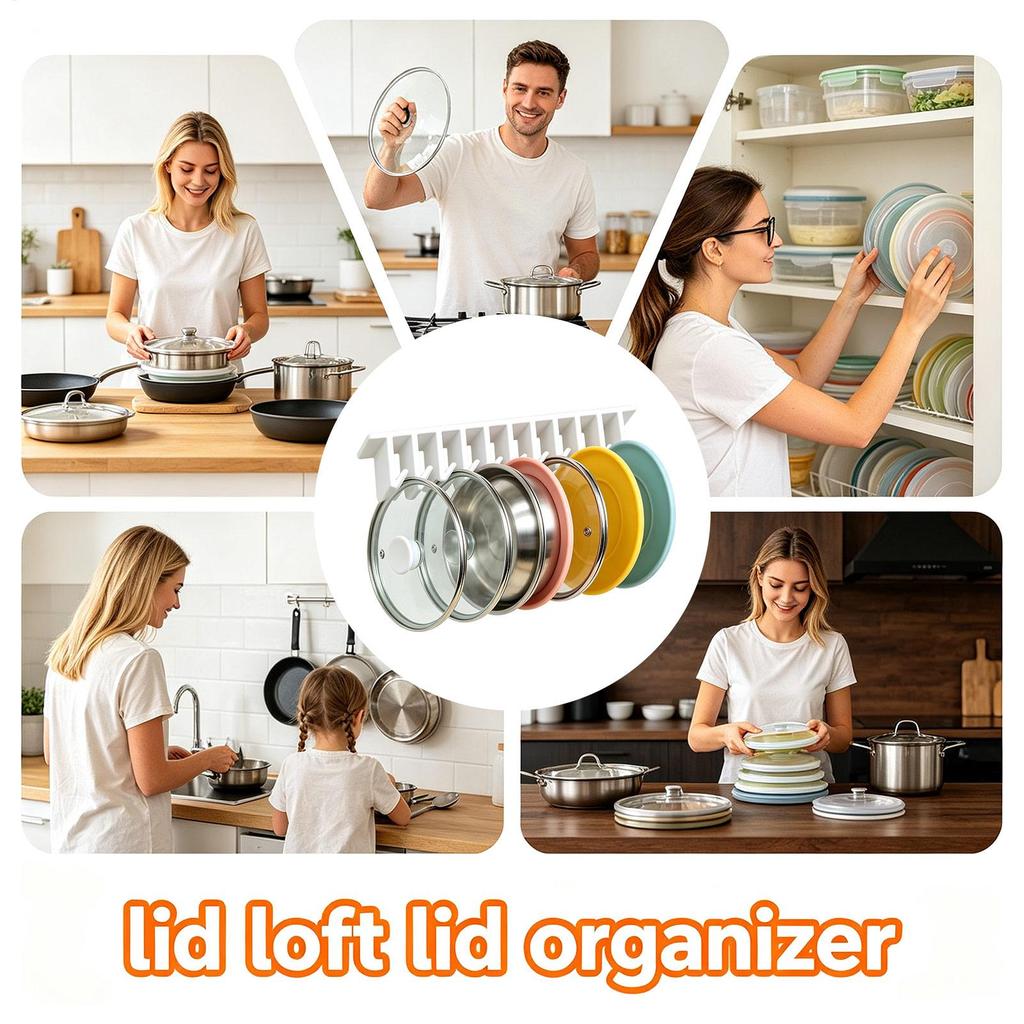 10-Slot Cabinet Lid Organizer Space-Saving Pot Lid Rack Easy Access Kitchen Storage Holder for Apartment Small Space Home Cooks