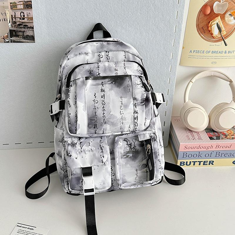 Junior High School Student Anti-theft Student Schoolbag Transparent Multi-pocket Large-capacity Waterproof and Wear-resistant Niche Light Luxury Ba