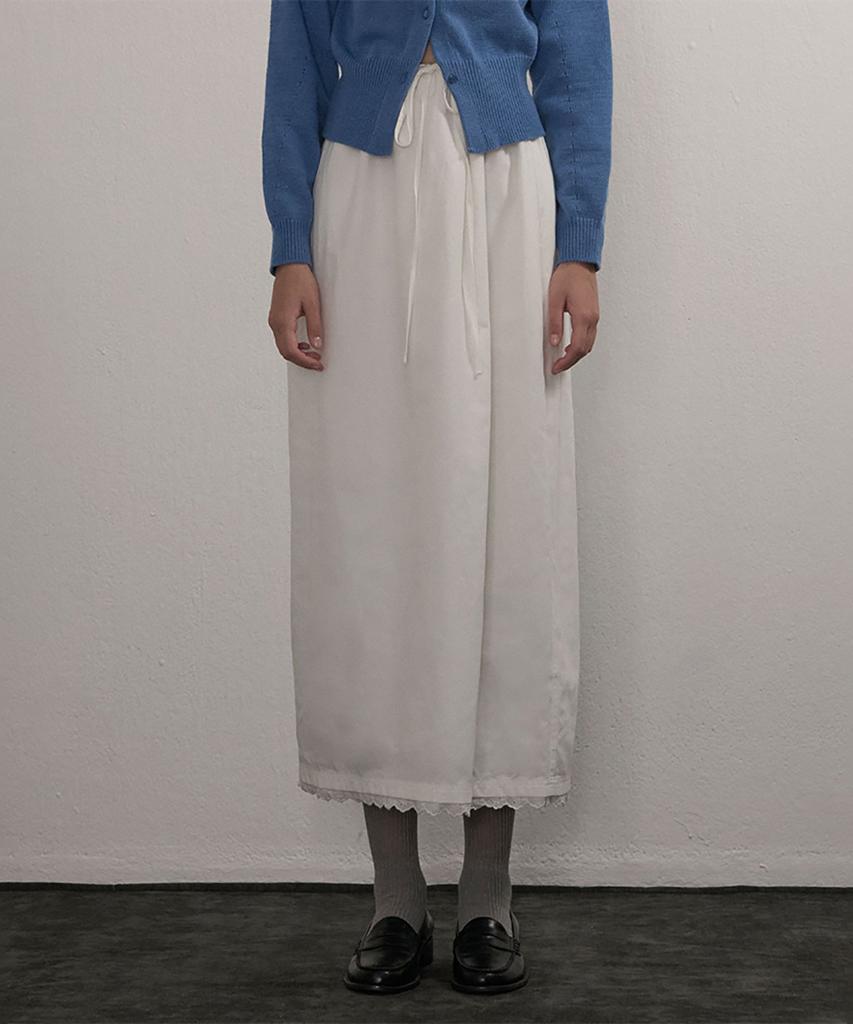 Kamino Lace Elastic Long Skirt White