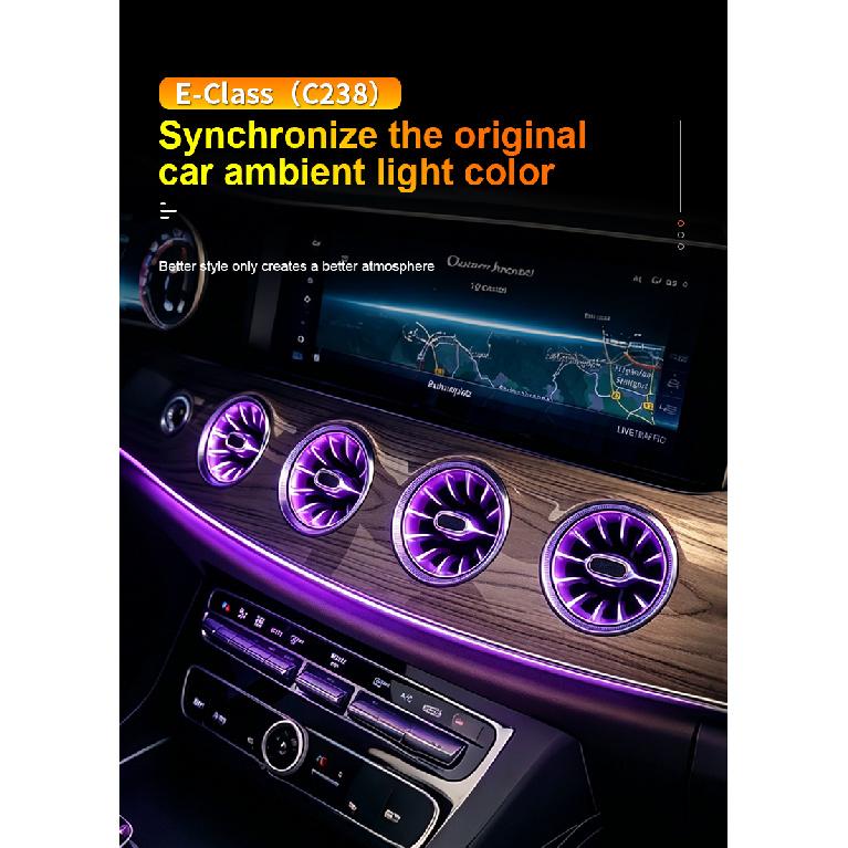 For Mercedes Benz C238 W238 E-Class Coupe Accessories Air Vents LED Ambient Light Car Interior Decoration Atmosphere RGB 64Color Neon Lights 4