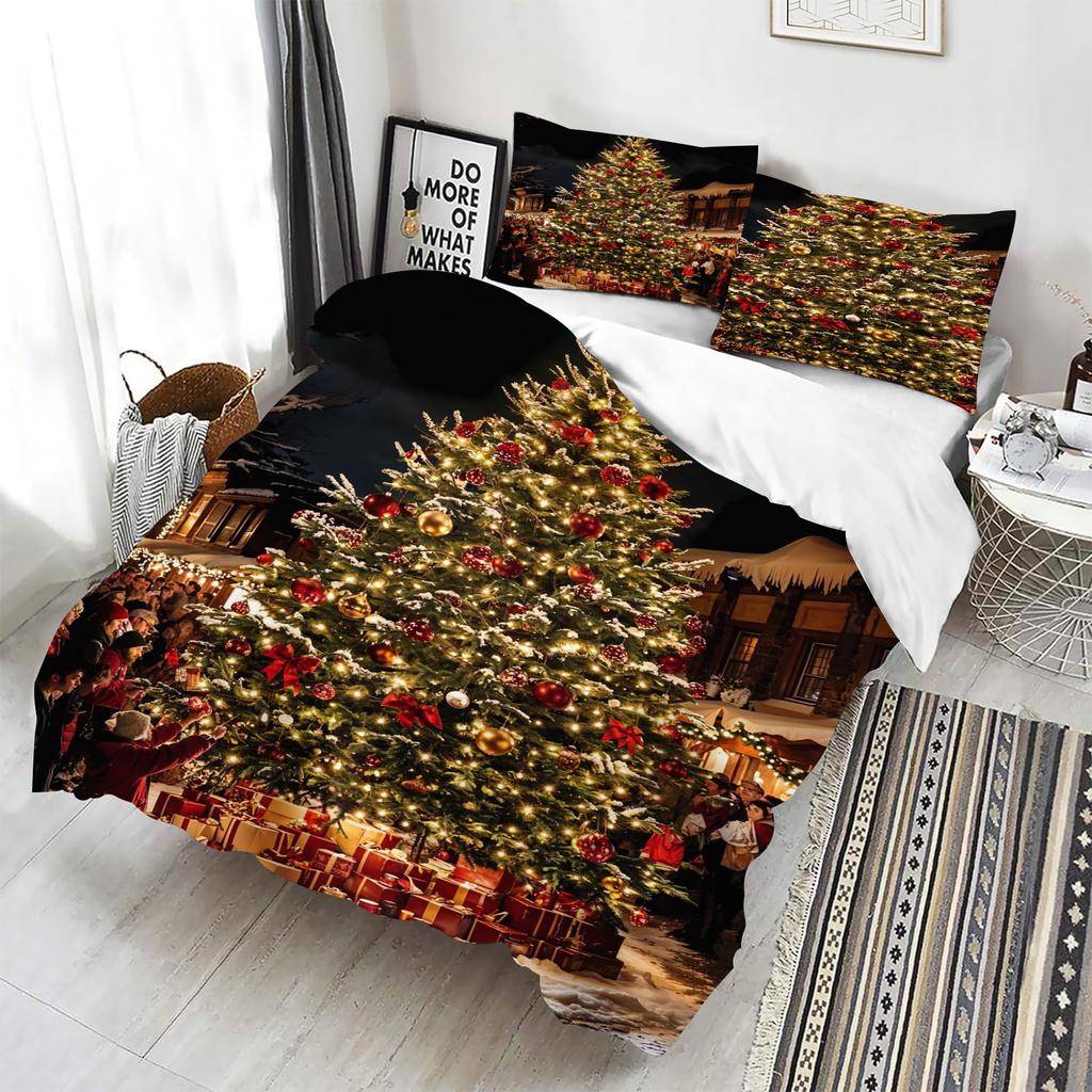Comforter Christmas Home Bedroom Comforte Nordic Polyester Material Suitable For Children And Adults 3-Piece Set