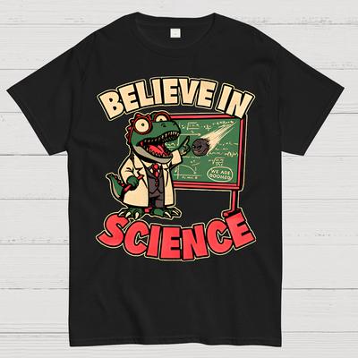 Dino Believe In Science Unisex 100% Cotton Summer Casual Cool Loose T-Shirt