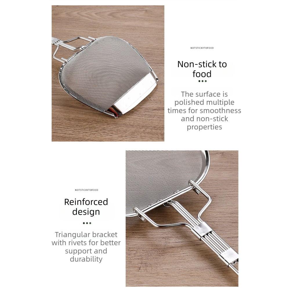 Durable 304 Stainless Steel Filter Spatula Coarse Mesh Premium Fine Mesh Filter Heat Resistant Fine Mesh Filter Spoon Tool