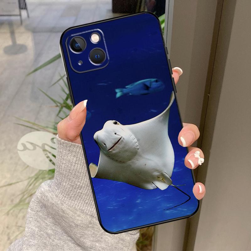 Animal Manta Ray Case For iPhone 13 11 14 12 15 16 Pro Max Plus XR X XS Max 12 13 Mini Soft Cover