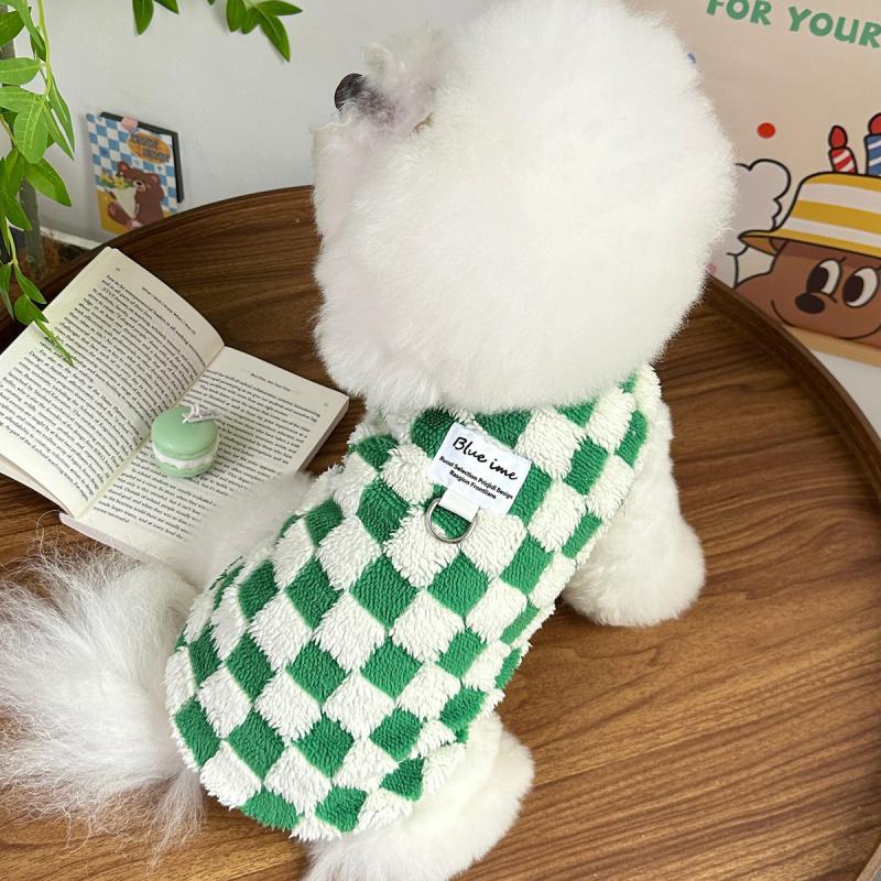 Pet Dog Fleece-Lined VestInsFur Plush Warm Pet Dog Cat Clothes Teddy Bichon Poodle Leash Vest