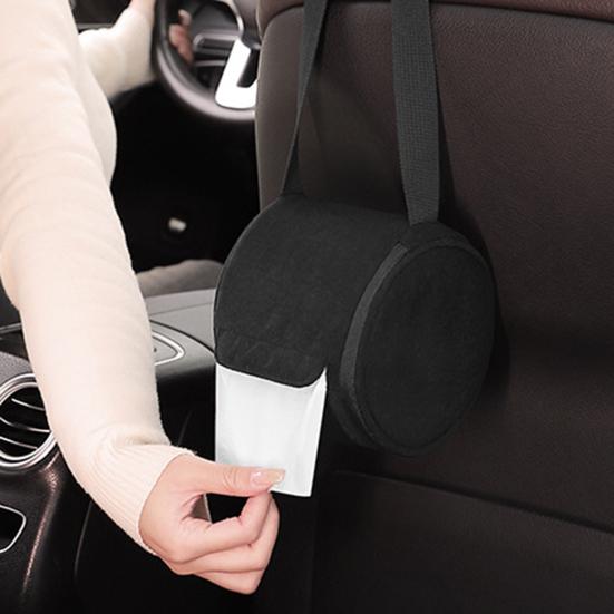 Car Tissue Box, Easy Installation Hanging Tissue Holder with Adjustable Strap, Universal Roll Paper Tissue Dispenser for Car Chair Back Sun Visor