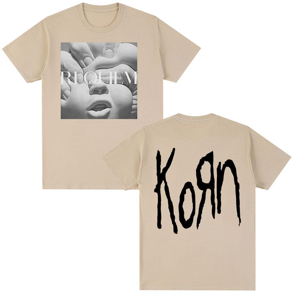 Korn Requiem Album Graphic Tshirt Metal Gothic Rock Band Tee Unisexs Clothing Oversized Y2K Short Sleeve Tshirt Tops Streetwear S