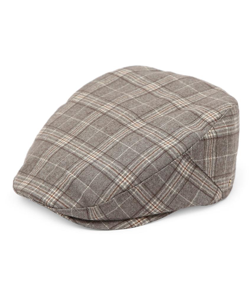 Eondeokeonteulolseutyudio Autumn Check Pattern Beret Drive Hunting / Check / Brush Grey