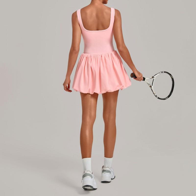 Womens Sports Dress Anti-Chafe Pleated Tennis Skirt Running Fitness Gym False Two-Piece Design Solid Color S-XL