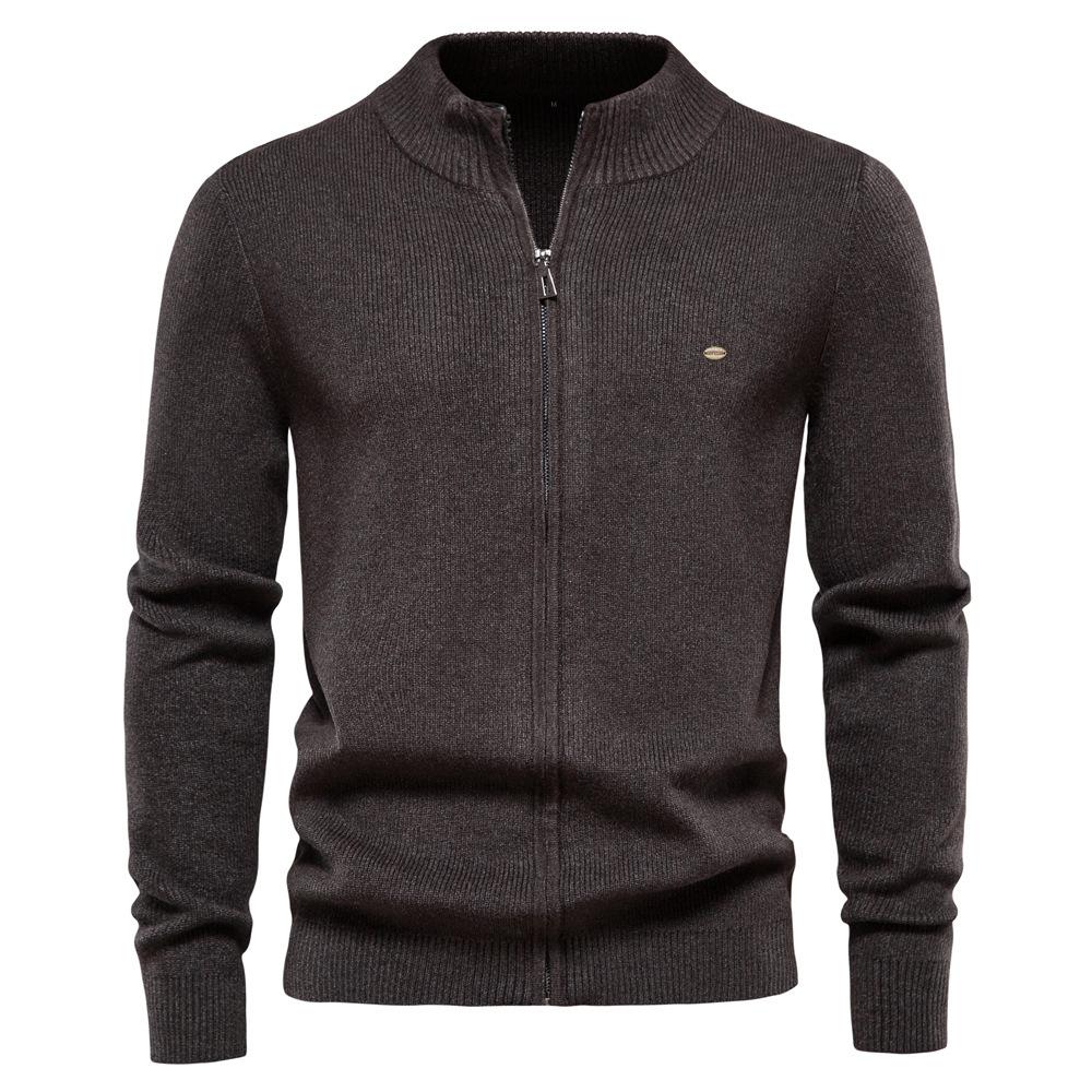 Autumn and Winter New Cardigan Men s Sweater Zipper Solid Color Sweater Quality Men s Clothing S