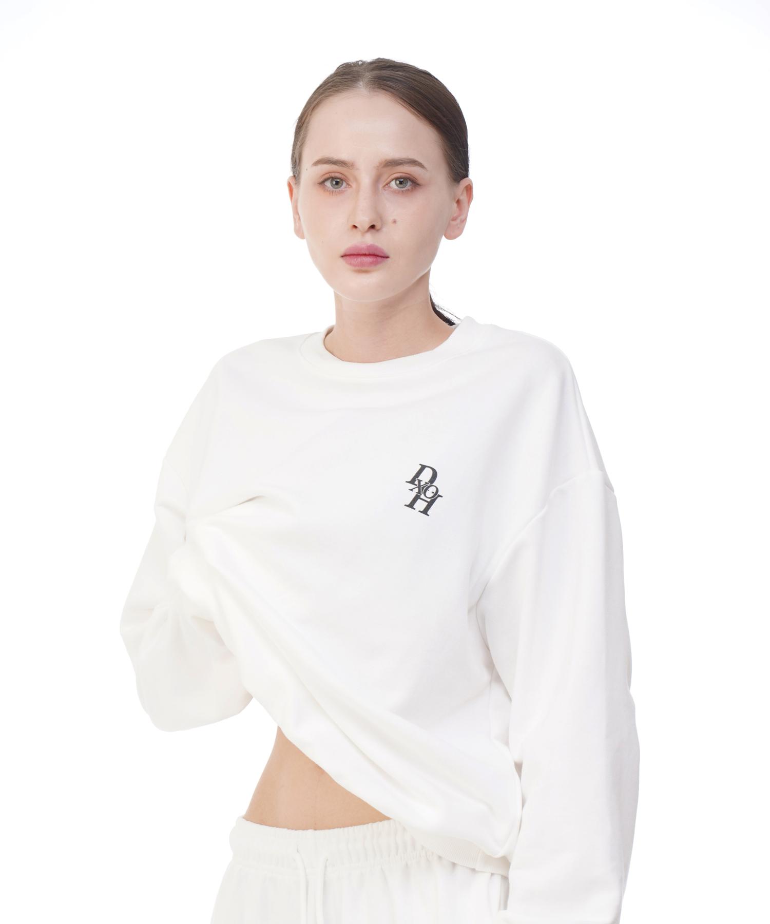 D So H Unisex Stack Logo Sweatshirt White Ivory Free