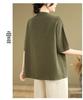 Plus Size Retro Linen Button Pocket T-shirt - Women's Slimming Fashion Short Sleeve Top for Summer 2025.