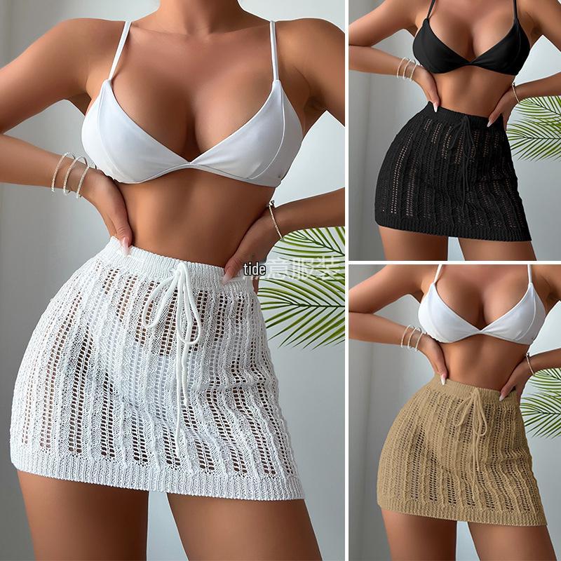 

Sexy Mesh Knit Beach Cover-Up Dress with Waist Tie Small