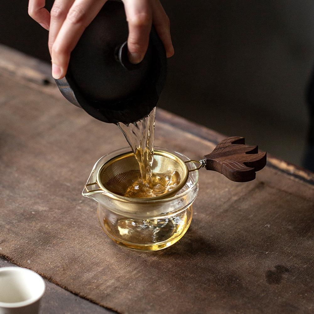 Tea Accessories Stainless Steel Tea Strainer Fine Mesh Wooden Handle Tea Filter Easy To Clean Tea Sifters Home Use