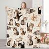 1pc of Comfortable Cartoon Cat Flannel Blanket, Soft and Casual Warm Blanket, Multi-functional Office Blanket, Outdoor Camping Travel Blanke