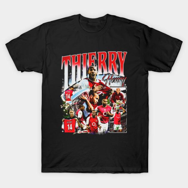 Men Black Print T-shirt Thierry Henry Retro Bootleg No-Cut Transfer Paper Print Cotton Tshirt 4XL чёрный