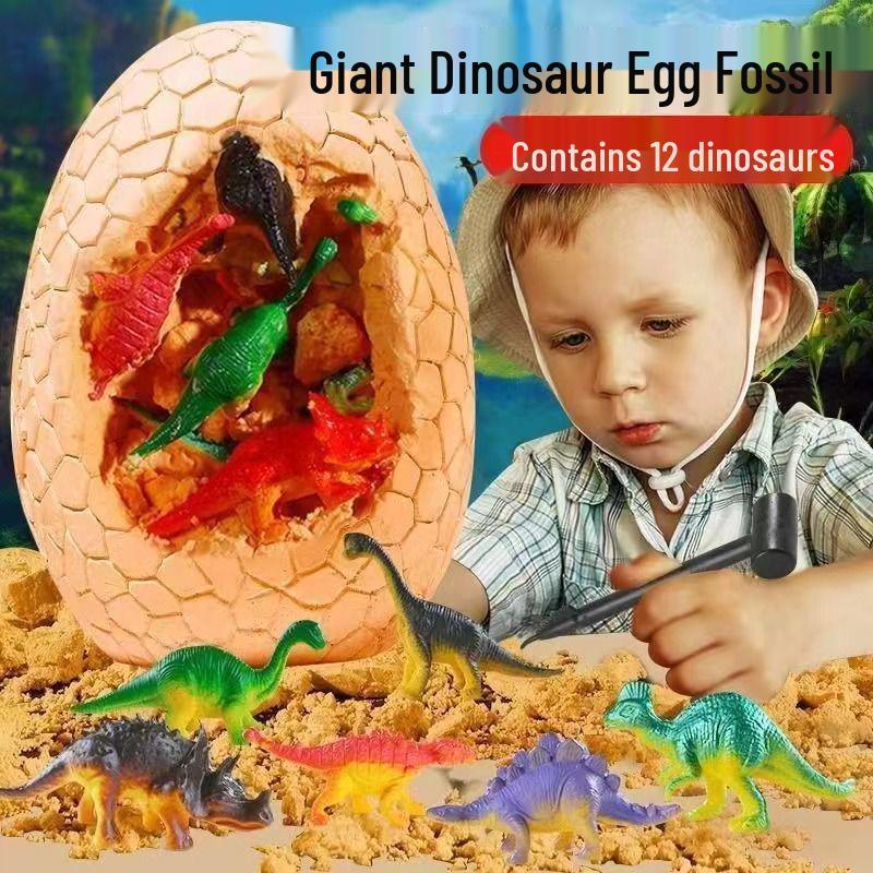 Luminous Dinosaur Egg Dig Kit with Gemstones and Fossils - DIY Archaeological Toy for Kids.