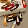 Flat-bottomed Small Silver Retro Light Mouth Gentle Single Shoes Women's Autumn New Bow Fairy Ballet Style Commuter Ladyshoes