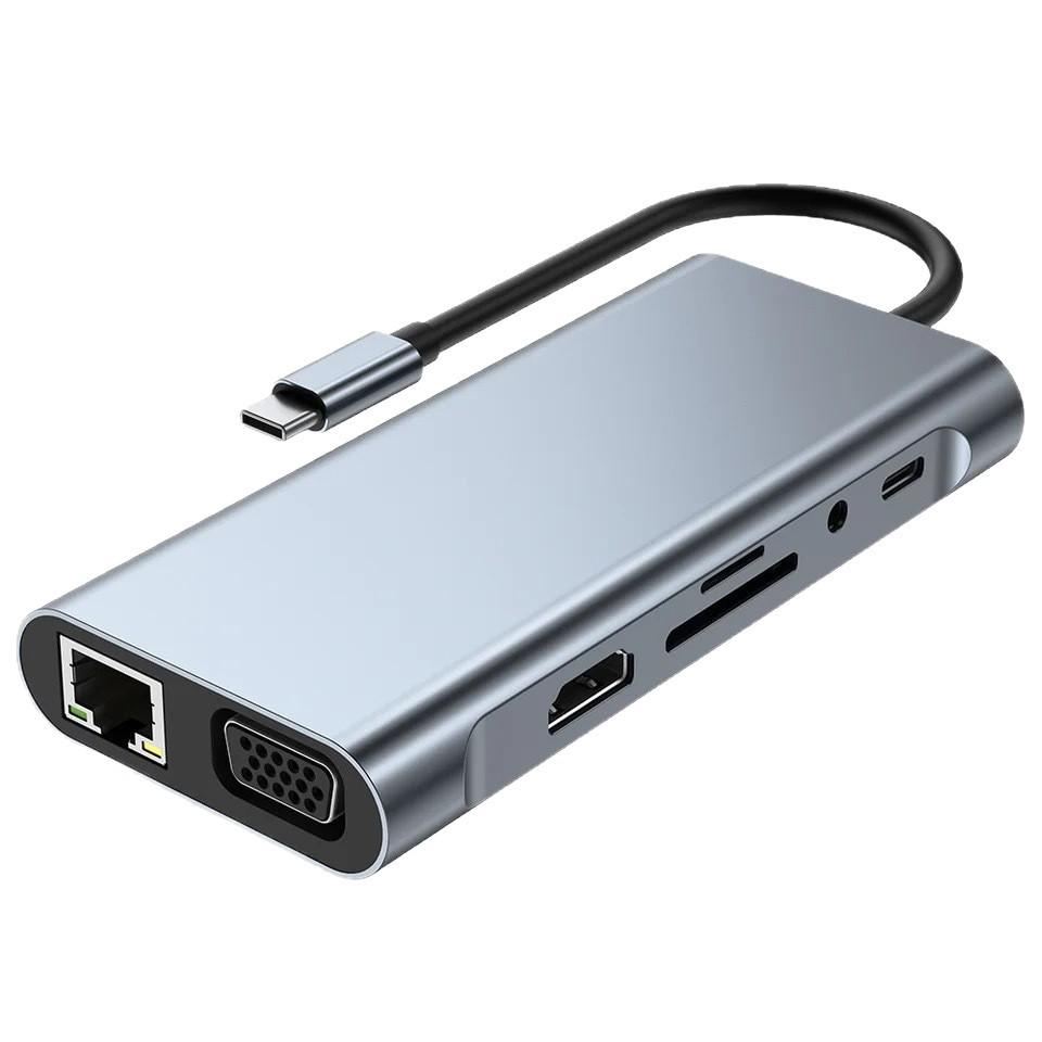 11-in-1 USB-C To HDMI Expansion Dock with SD/TF Card Reader for Mobile Phones, Laptops, and Game Consoles