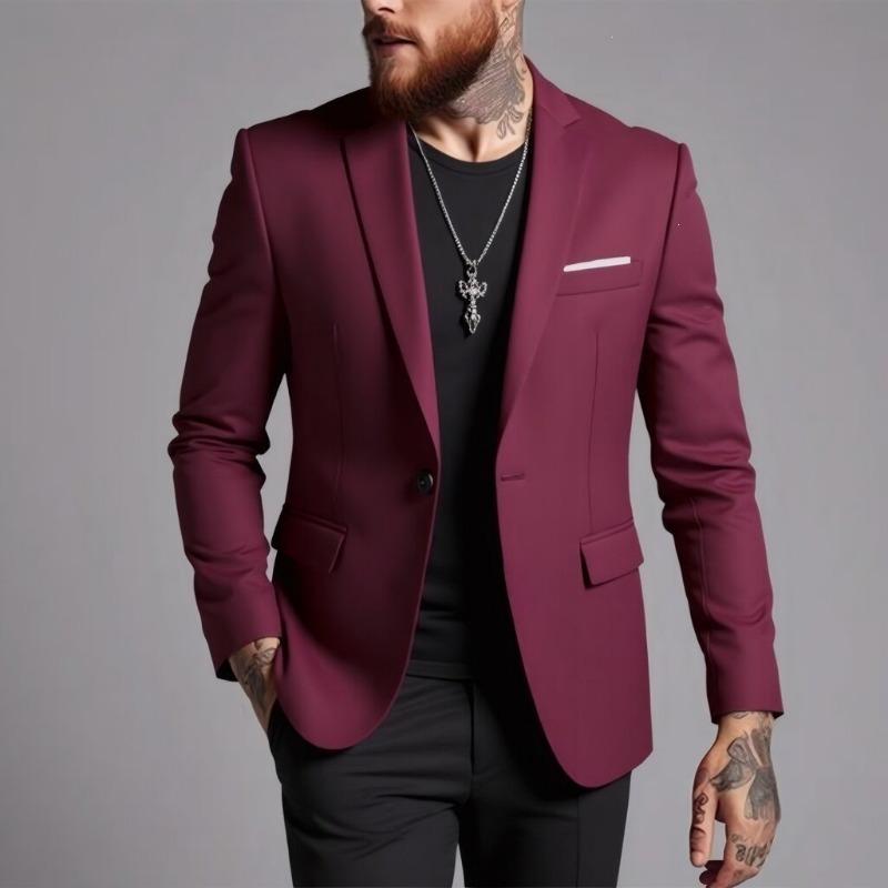 Men Casual Business Slim Fit Solid Blazer Suit Jacket