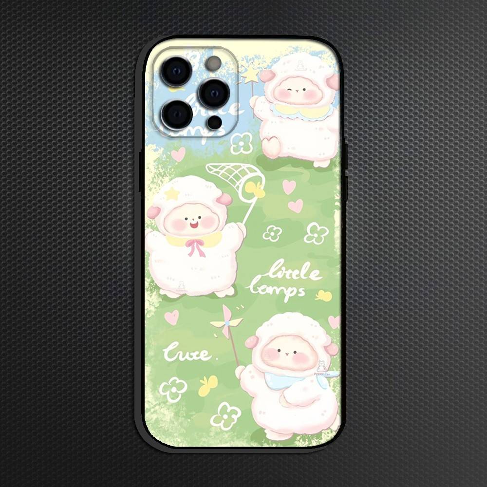 Little Sheep Phone Case For iPhone 16,15,14,13,12,11 Plus,Pro Max, Others Soft Black Cover