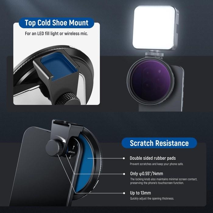 NEEWER 67mm Variable ND Filter with Lens Clip, Magnetic ND2-32 Filter, Adjustable Dimming Filter, Compatible with iPhone 17 Pro