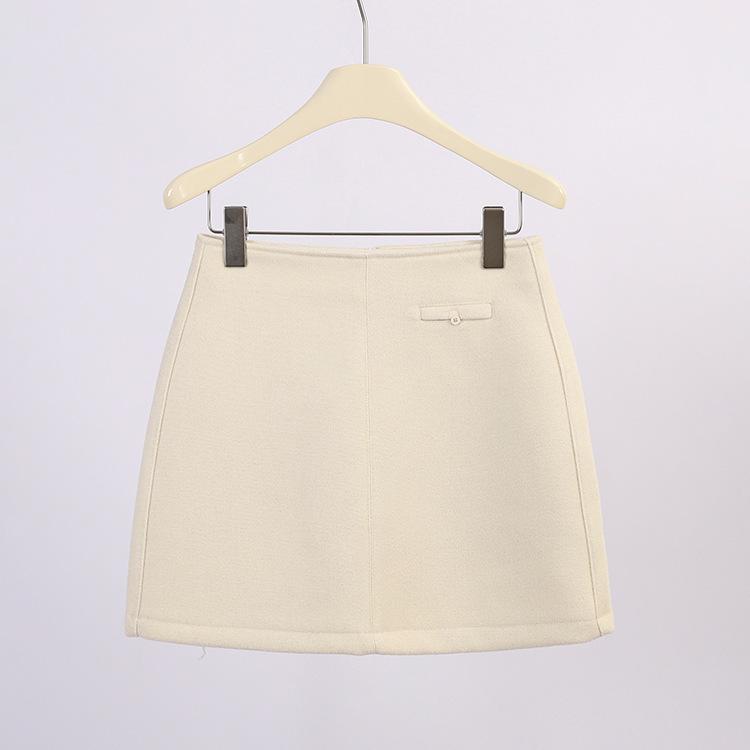 Fei Yuan Women s Slimming Wool A-line Skirt - Solid Color, Anti-exposure, Autumn/Winter S