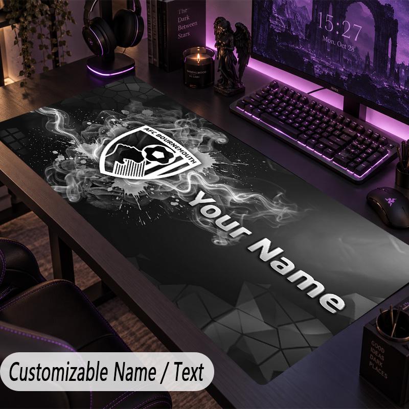 Custom Text Big Mousepad, Extended Desk Pad For Laptop Work GameBournemouth Football