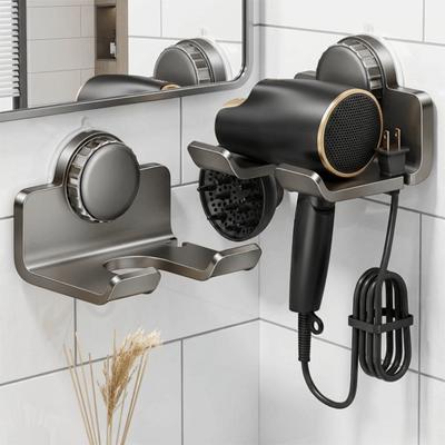Wall Mounted Hair Dryer Storage Rack Space Aluminum Hair Blow Dryer Holder  Hair Styling Area