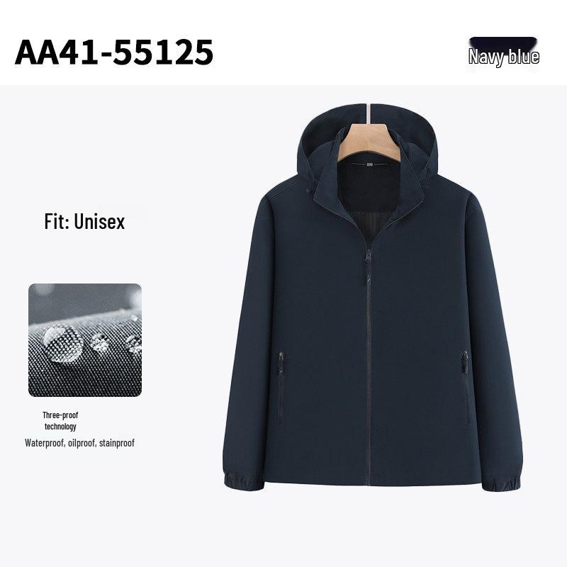 Men s Custom Logo Waterproof Hooded Outdoor Jacket - Windproof, Stain-Resistant Workwear for 4S Shops S