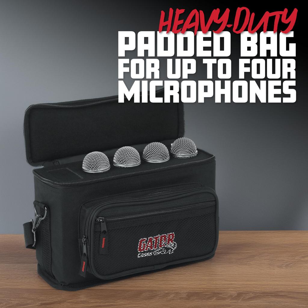 Gator Cases Nylon Carrying Bag for GM Series GM-4 Dynamic Microphones, Holds 4 [Shoulder Strap Included] [Official Japanese Product]