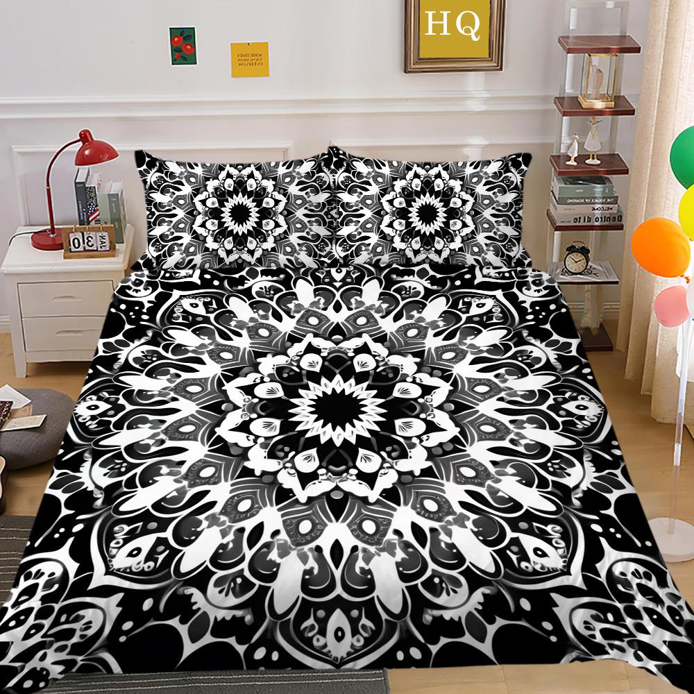 Zestaw poszewek na kołdrę 3D w kolorze czarnym Paisley King Size Home Textiles Girl Bedspread Luxury Bedding Cover Set