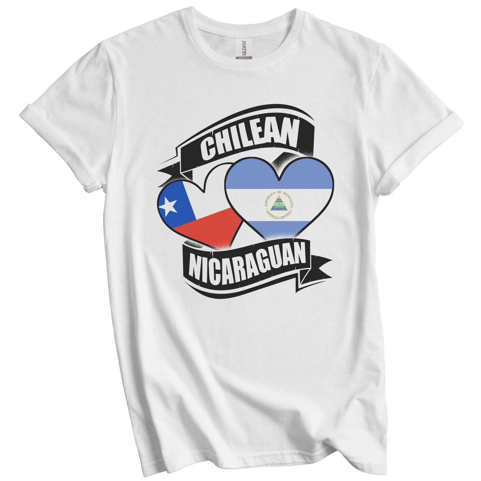 Chilean Nicaraguan Hearts Chile Nicaragua Flags T-Shirt XL
