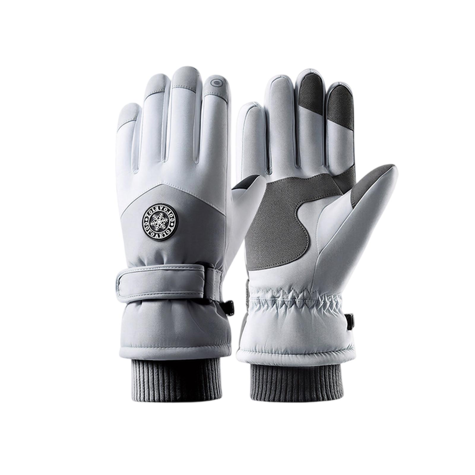 

Зимние водонепроницаемые лыжные перчатки для мужчин и женщин, ветрозащитные термоперчатки с сенсорным экраном, снежные теплые для езды на велосипеде, вождения, велоспорта, бега One Size белый
